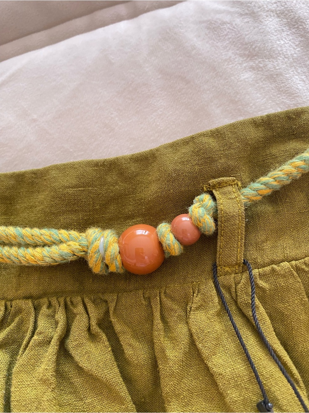 ZARA NWT Olive Linen Drawstring Skort for Girls - Picture 4 of 7